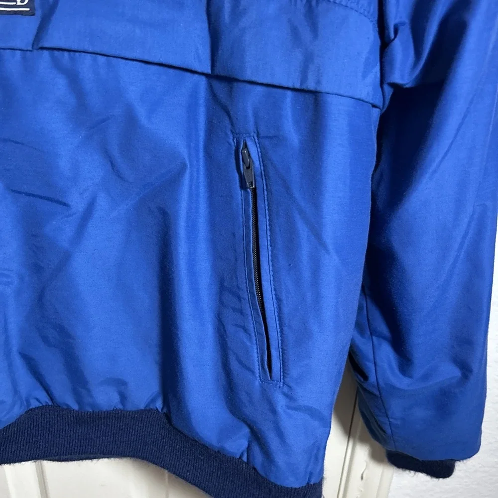 Lands End Pullover Jacket Large Parka Blue Lined Pockets Made in USA Vintage